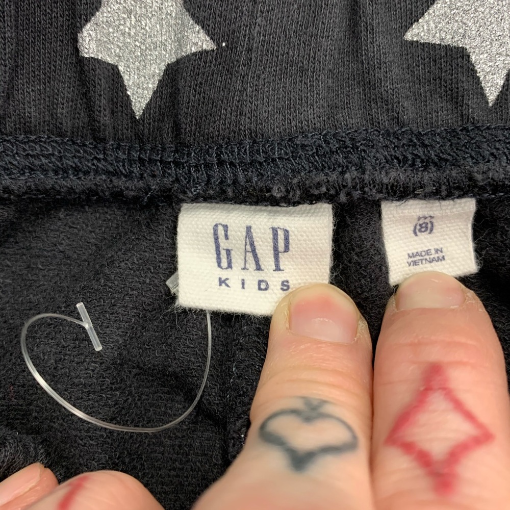 Gap Kids Roll Shorts Black Silver Stars Size M 8 - Picture 4 of 6